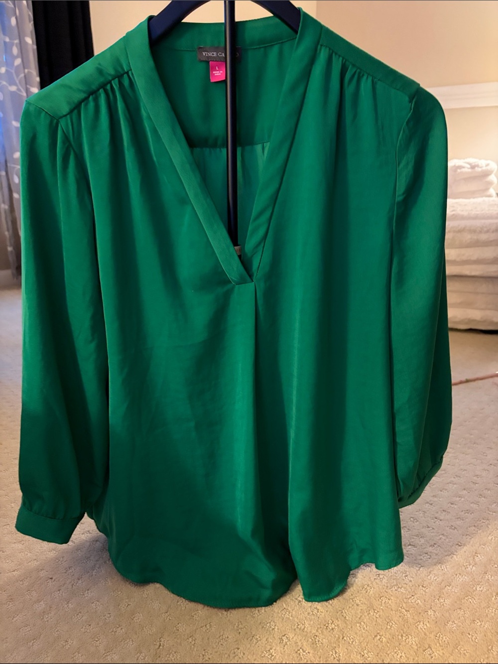Vince Camuto Emerald Green V-Neck Blouse
